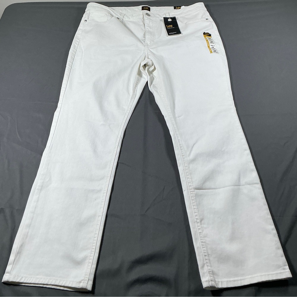 Lee Legendary White Straight Leg Mid Rise Jeans Womens Size 18 Medium NWT